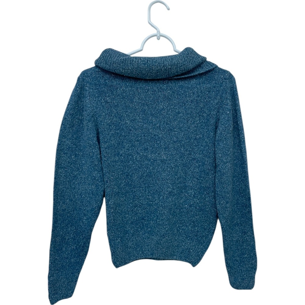 Heidi Sweater Womens M Vintage Blue Pullover Cowl Neck Chunky Knit Angora Silk - Picture 2 of 7